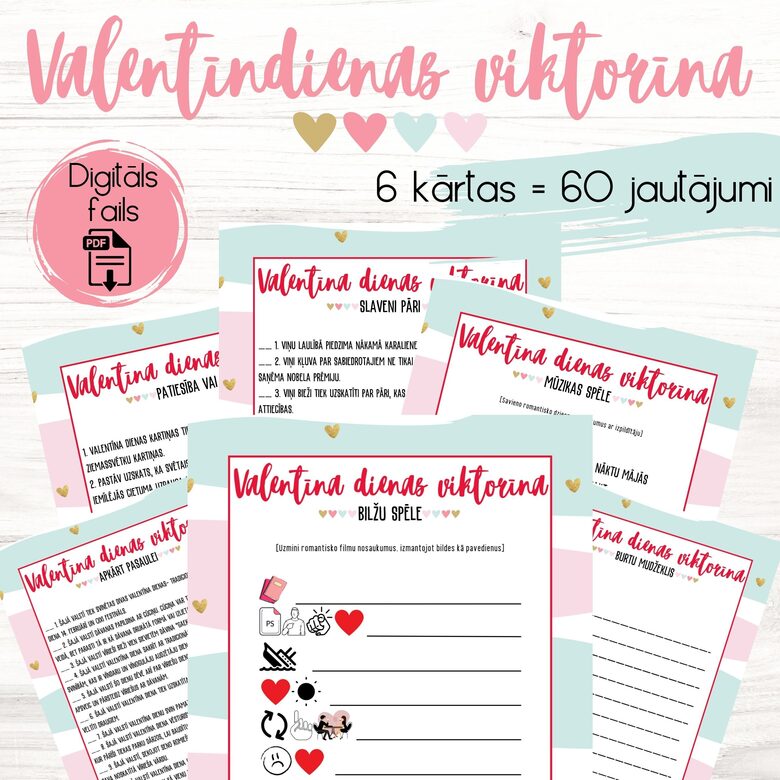 Valentīndienas viktorīna, digitāls PDF fails